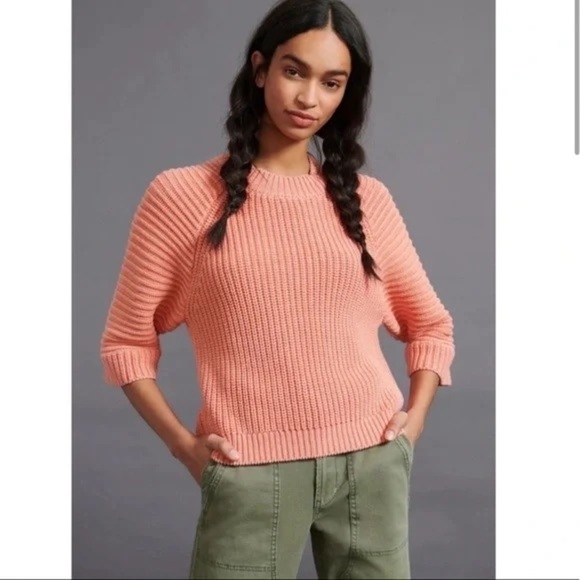 Anthropologie Mackenzie Chunky Knit Short Sleeve Sweater - Picture 2 of 6
